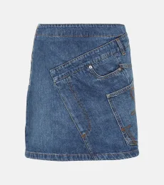 Twisted asymmetric denim miniskirt Twisted asymmetric denim miniskirt