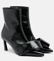 Twisted Ribbon leather ankle boots