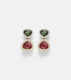 Two Drop Kaleidoscope 18kt gold earrings with tourmalines and diamonds Two Drop Kaleidoscope 18kt gold earrings with tourmalines and diamonds