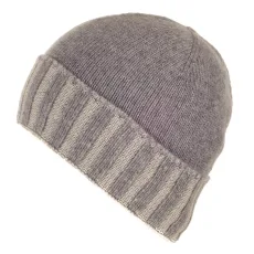 Two Tone Grey Cashmere Beanie Hat Two Tone Grey Cashmere Beanie Hat