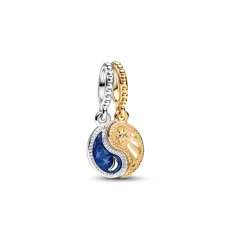 Two-tone Splittable Sun Moon Dangle Charm Two-tone Splittable Sun Moon Dangle Charm