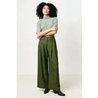 Tyler Pleat Front Wide Leg Trouser - Moss Green Tyler Pleat Front Wide Leg Trouser - Moss Green
