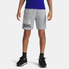 UA Tech? Boys Logo Shorts Mod Gray / White YXS ( in) UA Tech? Boys Logo Shorts Mod Gray / White YXS ( in)