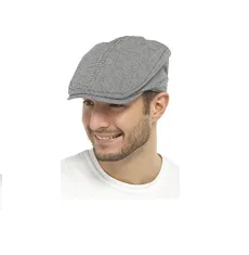 Unisex Small Check Lightweight 100% Cotton Summer Style Flat Cap (L/XL, Black) Unisex Small Check Lightweight 100% Cotton Summer Style Flat Cap (L/XL, Black)