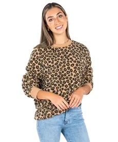Unisex's Adult Sherpa Crew Sweatshirt, Leopard Print, XXXL Unisex's Adult Sherpa Crew Sweatshirt, Leopard Print, XXXL