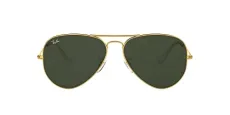 Unisex's RayBan Aviator Classic Sunglasses, Gold Frame with Green G-15 Lenses, 62 mm