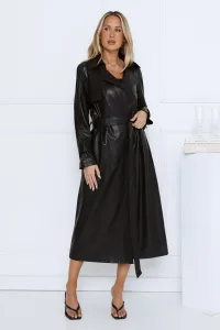 Urban Moonlight Faux Leather Trench Coat Black Urban Moonlight Faux Leather Trench Coat Black
