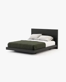 USO Bed & Headboard Black Lacquer Matte