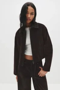 Velvet-Effect Denim Jacket - Brown Velvet-Effect Denim Jacket - Brown