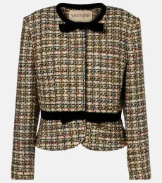 Velvet-trimmed lamà tweed jacket Velvet-trimmed lamà tweed jacket