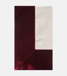 Velvet-trimmed linen tablecloth