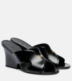 Vera 80 leather wedge mules