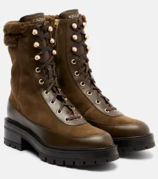Very Cortina shearling-trimmed suede lace-up boots Very Cortina shearling-trimmed suede lace-up boots
