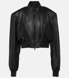 Veste bomber courte en cuir Veste bomber courte en cuir