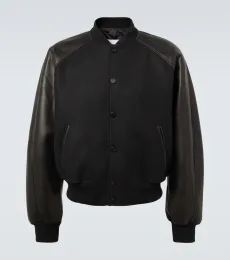 Veste bomber en laine et cuir Veste bomber en laine et cuir