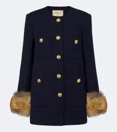 Veste en laine mélangée et shearling Veste en laine mélangée et shearling