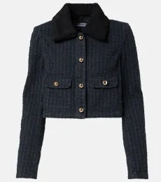 Veste raccourcie en denim à ornements Veste raccourcie en denim à ornements