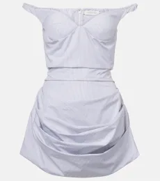 Vestido bustier drapeado en popelín de algodón Vestido bustier drapeado en popelín de algodón