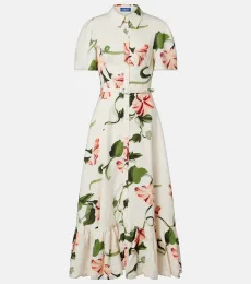 Vestido camisero Becca en mezcla de lino floral Vestido camisero Becca en mezcla de lino floral