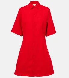 Vestido camisero de lona de lana virgen Vestido camisero de lona de lana virgen