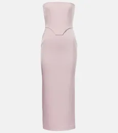 Vestido con corsé de crepé de satén drapeado Vestido con corsé de crepé de satén drapeado
