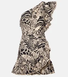 Vestido corto asimétrico Corinne de algodón