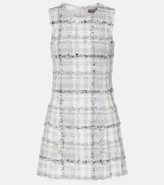Vestido corto de tweed lamé a cuadros Vestido corto de tweed lamé a cuadros