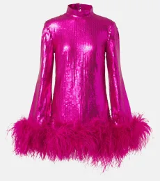 Vestido corto Gina con lentejuelas y plumas Vestido corto Gina con lentejuelas y plumas