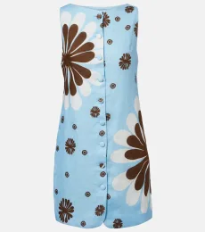 Vestido corto Rhoda de lino floral Vestido corto Rhoda de lino floral