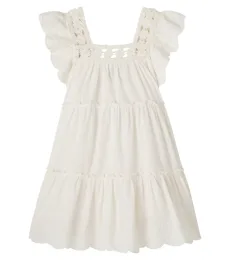 Vestido de algodón escalonado con encaje Vestido de algodón escalonado con encaje