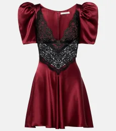 Vestido de cóctel de seda con encaje Vestido de cóctel de seda con encaje