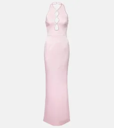 Vestido de escote halter Akari de satén Vestido de escote halter Akari de satén