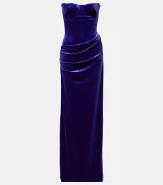 Vestido de fiesta con bustier de terciopelo drapeado Vestido de fiesta con bustier de terciopelo drapeado