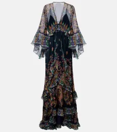 Vestido de fiesta de gasa de seda con paisley Vestido de fiesta de gasa de seda con paisley