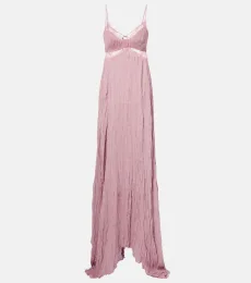 Vestido de fiesta de georgette plisado con encaje Vestido de fiesta de georgette plisado con encaje