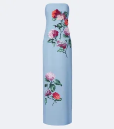 Vestido de fiesta sin tirantes floral