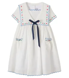 Vestido de lino y algodón bordado Vestido de lino y algodón bordado