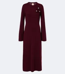 Vestido de punto de lana y cachemir adornado