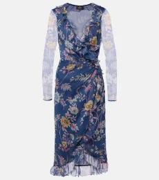 Vestido envolvente de seda floral Vestido envolvente de seda floral