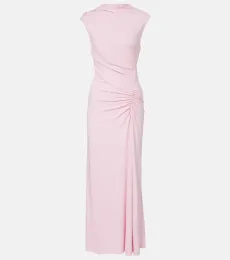 Vestido largo Acacia de jersey fruncido