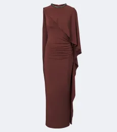 Vestido largo de jersey con cristales Vestido largo de jersey con cristales