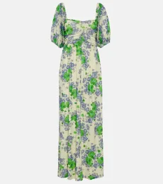 Vestido largo de malla floral
