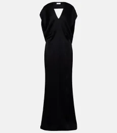 Vestido largo de satén con espalda abierta Vestido largo de satén con espalda abierta