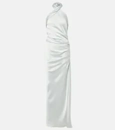Vestido largo de satén drapeado Vestido largo de satén drapeado