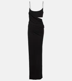 Vestido largo en jersey drapeado Vestido largo en jersey drapeado