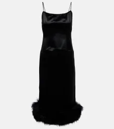 Vestido lencero de satén con borrego Vestido lencero de satén con borrego