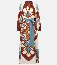 Vestido midi Cerere de crepé de china de seda Vestido midi Cerere de crepé de china de seda