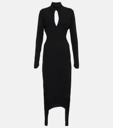 Vestido midi de jersey con aberturas Vestido midi de jersey con aberturas