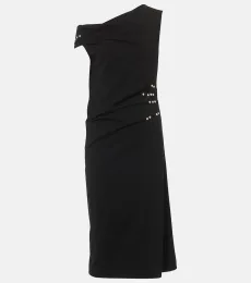 Vestido midi de jersey fruncido adornado Vestido midi de jersey fruncido adornado