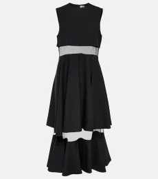 Vestido midi de lana con malla